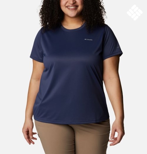 Women's Columbia Hike Short Sleeve Crew T Shirts Navy | Plus Size CA-L648L